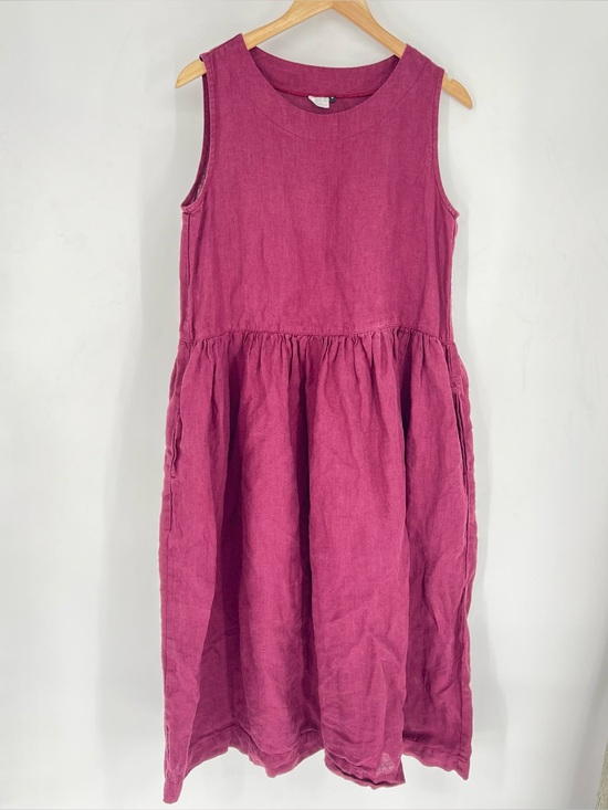 len ok linen Dresses & Skirts - Len Ok Linen Striped Drop Waist Sleeveless Dress 100% linen